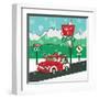 Retro Santa Driving I-Andi Metz-Framed Art Print