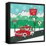 Retro Santa Driving I-Andi Metz-Framed Stretched Canvas