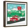Retro Santa Driving I-Andi Metz-Framed Art Print