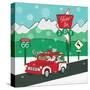 Retro Santa Driving I-Andi Metz-Stretched Canvas