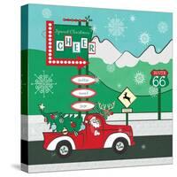 Retro Santa Driving II-Andi Metz-Stretched Canvas