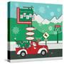 Retro Santa Driving II-Andi Metz-Stretched Canvas