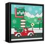 Retro Santa Driving II-Andi Metz-Framed Stretched Canvas
