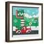 Retro Santa Driving II-Andi Metz-Framed Art Print