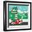 Retro Santa Driving II-Andi Metz-Framed Art Print