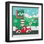 Retro Santa Driving II-Andi Metz-Framed Art Print