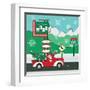 Retro Santa Driving II-Andi Metz-Framed Art Print