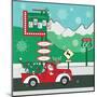 Retro Santa Driving II-Andi Metz-Mounted Art Print