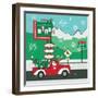 Retro Santa Driving II-Andi Metz-Framed Art Print