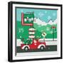 Retro Santa Driving II-Andi Metz-Framed Art Print