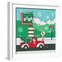 Retro Santa Driving II-Andi Metz-Framed Art Print