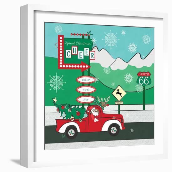 Retro Santa Driving II-Andi Metz-Framed Art Print