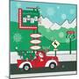 Retro Santa Driving II-Andi Metz-Mounted Art Print