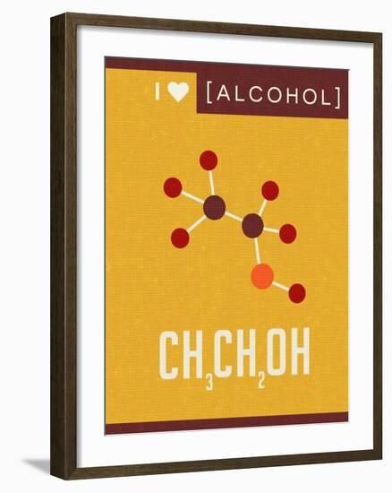 Retro Scientific Poster Banner Illustration of the Molecular Formula and Structure of Alcohol-TeddyandMia-Framed Art Print