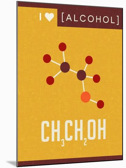 Retro Scientific Poster Banner Illustration of the Molecular Formula and Structure of Alcohol-TeddyandMia-Mounted Art Print