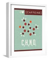 Retro Scientific Poster Banner Illustration of the Molecular Formula and Structure of Caffeine-TeddyandMia-Framed Art Print