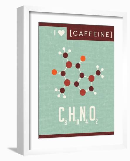 Retro Scientific Poster Banner Illustration of the Molecular Formula and Structure of Caffeine-TeddyandMia-Framed Art Print