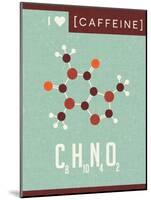 Retro Scientific Poster Banner Illustration of the Molecular Formula and Structure of Caffeine-TeddyandMia-Mounted Art Print