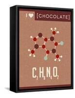 Retro Scientific Poster Banner Illustration of the Molecular Formula and Structure of Chocolate. Fo-TeddyandMia-Framed Stretched Canvas