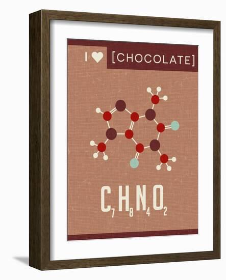 Retro Scientific Poster Banner Illustration of the Molecular Formula and Structure of Chocolate. Fo-TeddyandMia-Framed Art Print