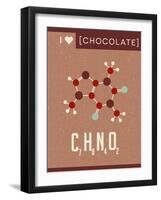 Retro Scientific Poster Banner Illustration of the Molecular Formula and Structure of Chocolate. Fo-TeddyandMia-Framed Art Print