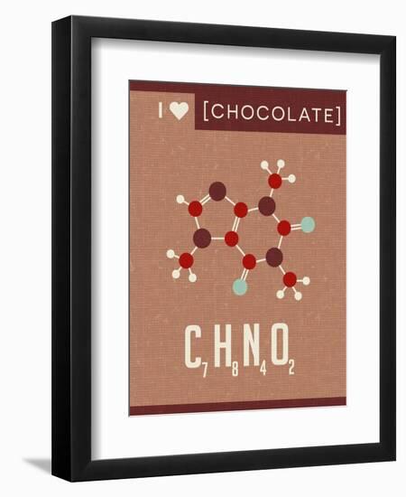 Retro Scientific Poster Banner Illustration of the Molecular Formula and Structure of Chocolate. Fo-TeddyandMia-Framed Art Print