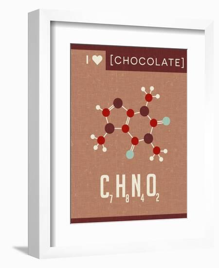 Retro Scientific Poster Banner Illustration of the Molecular Formula and Structure of Chocolate. Fo-TeddyandMia-Framed Art Print