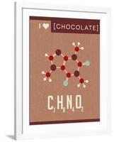 Retro Scientific Poster Banner Illustration of the Molecular Formula and Structure of Chocolate. Fo-TeddyandMia-Framed Art Print