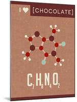 Retro Scientific Poster Banner Illustration of the Molecular Formula and Structure of Chocolate. Fo-TeddyandMia-Mounted Art Print