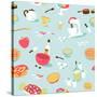 Retro Seamless Kitchen Pattern. Vector Illustration-Alisa Foytik-Stretched Canvas