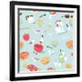 Retro Seamless Kitchen Pattern. Vector Illustration-Alisa Foytik-Framed Art Print