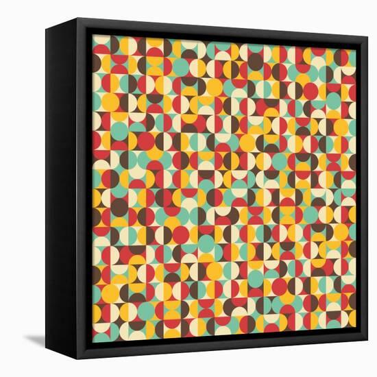Retro Seamless Pattern With Circles-panova-Framed Stretched Canvas