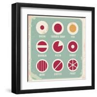 Retro Set Of Food Pictogram, Icons And Symbols-Lukeruk-Framed Art Print