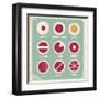 Retro Set Of Food Pictogram, Icons And Symbols-Lukeruk-Framed Art Print