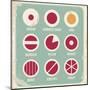 Retro Set Of Food Pictogram, Icons And Symbols-Lukeruk-Mounted Art Print