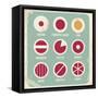 Retro Set Of Food Pictogram, Icons And Symbols-Lukeruk-Framed Stretched Canvas