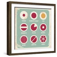 Retro Set Of Food Pictogram, Icons And Symbols-Lukeruk-Framed Art Print