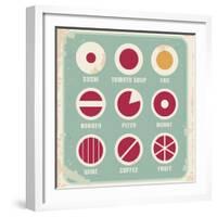 Retro Set Of Food Pictogram, Icons And Symbols-Lukeruk-Framed Art Print