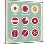 Retro Set Of Food Pictogram, Icons And Symbols-Lukeruk-Mounted Art Print