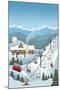 Retro Ski Resort-Lantern Press-Mounted Art Print