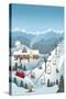 Retro Ski Resort-Lantern Press-Stretched Canvas