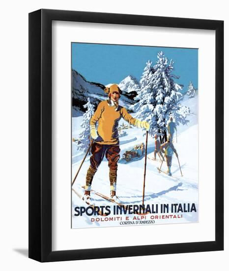 Retro Skiing Poster-null-Framed Art Print