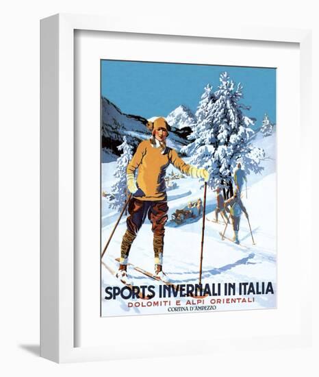 Retro Skiing Poster-null-Framed Art Print