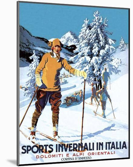 Retro Skiing Poster-null-Mounted Art Print