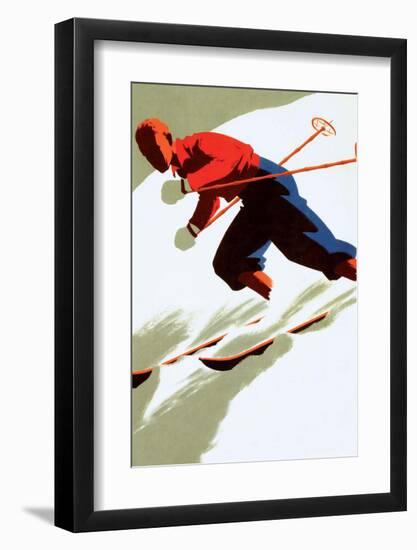 Retro Skiing Poster-null-Framed Art Print