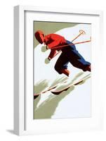 Retro Skiing Poster-null-Framed Art Print