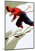Retro Skiing Poster-null-Mounted Art Print