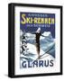 Retro Skiing Poster-null-Framed Art Print