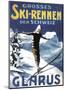 Retro Skiing Poster-null-Mounted Art Print