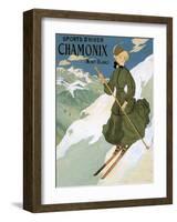 Retro Skiing Poster-null-Framed Art Print